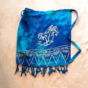 Beach/Swim wrap sarong palm trees blue